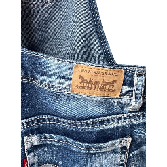 Levi Girl Size 7 Shortall Medium Wash - Picture 5 of 7